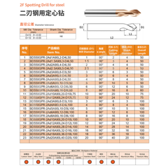 ZZBD-CT Carbide 2 Flutes Spotting Drill Bits 90 Degree 两刃钢用定心钻