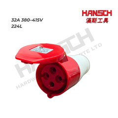 32A 380–415V Weatherproof Industrial Connector – Red, Type 224L 工业连接器