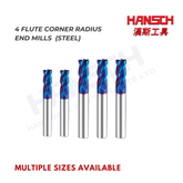 ZZBD-CT Hansch 4 Flute Corner Radius End Mill for Steel | Solid Carbide CNC Milling Cutter (四刃钢用圆鼻刀)