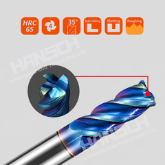 ZZBD-CT Hansch 4 Flute Corner Radius End Mill for Steel | Solid Carbide CNC Milling Cutter (四刃钢用圆鼻刀)