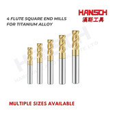 ZZBD-CT 4 Flute Square End Mill for Titanium Alloy | Solid Carbide CNC Milling Cutter (四刃铣刀钛合金专用)