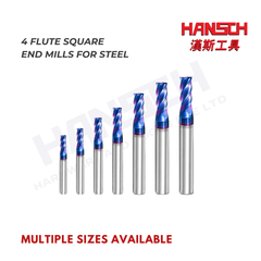 ZZBD-CT 4 Flute Square End Mill for Steel | Solid Carbide CNC Milling Cutter (四刃钢用平刀)