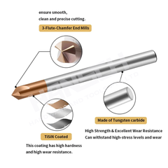 ZZBD-CT Chamfer End Mills CNC Carving Bits 3 Flutes for Steel 三刃钢用倒角刀