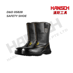 D&D 05828 High-Cut Safety Boots 黑色皮革高帮套脚式安全靴