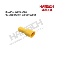 FDFD5-250 Fully Insulated Female Quick Disconnect Crimp Terminal 12–10 AWG Yellow 黄色PVC全绝缘母插片冷压接线端子