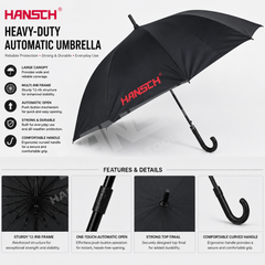 HANSCH Heavy-Duty Multi-Rib Automatic Long Umbrella 自动长柄雨伞