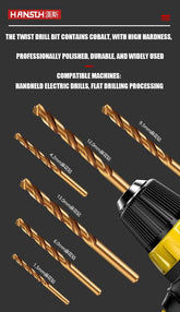 Hansch HSS-CO cobalt drill bit, stainless steel special drilling, steel, metal, woodworking, wood drilling, high-strength rotating head