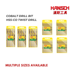 Hansch HSS-CO Cobalt Drill Bit Set | High Hardness Twist Drill for Stainless Steel, Metal, Wood | Straight Shank