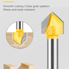 HANSCH Professional V Groove Router Bit V-Shaped Engraving Chamfer Cutter (木工A级V型刀)