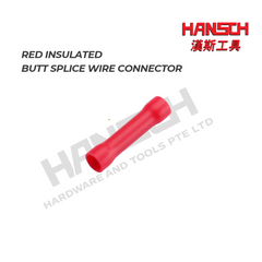 Red Insulated Butt Splice Wire Connector BV1.25 – Electrical Crimp Terminal (100 PCS) 红色绝缘对接端子
