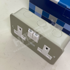 T&J 2 Gang 13A Switch Socket Metal Clad 双位开关插座