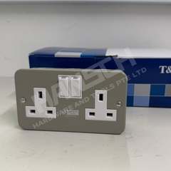 T&J 2 Gang 13A Switch Socket Metal Clad 双位开关插座