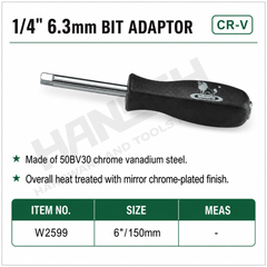 Wynn's W2599 1/4 Inch 6.3mm Bit Adapter Screwdriver 1/4系列黑柄旋柄