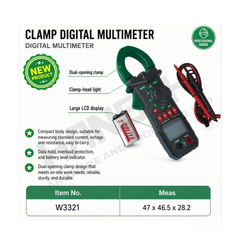 Wynn's Clamp Digital Multimeter W3321 with Dual-Opening Clamp & Large LCD Display 钳型万用表