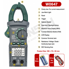 Wynn's Digital Clamp Meter Clip (W0647) AC/DC Voltage Multi-Meter Portable 钳型万用表