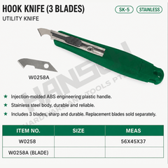 Wynn's Hook Knife Utility Knife W0258 Cutting Tool 勾刀 三枚