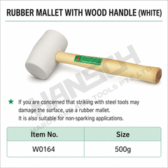 Wynn's White Rubber Mallet with Wooden Handle (W0164) 木柄橡胶锤