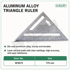 Wynn's Aluminum Alloy Triangle Ruler 175mm W3072 Die-Cast Measuring & Marking Tool 铝合金三角尺