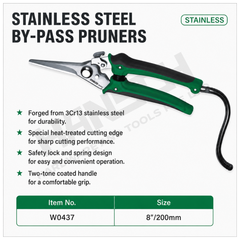 Wynn's Stainless Steel By-Pass Pruners 8” / 200mm (W0437) Heavy-Duty Garden Pruning Shears 不锈钢电子剪
