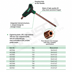 Wynn's T-Type Single Hex Key Industrial T-Handle Security Torx Key Wrench (T型梅花内六角)