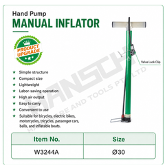 Wynn's Manual Inflator Hand Pump (W3244A) Portable High Air Output Pump with Valve Lock Clip 手动打气筒