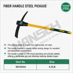 Wynn's Heavy-Duty Fiber Handle Steel Pickaxe 4.5LB (W4384A) 纤维柄钢镐