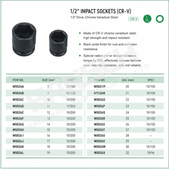 Wynn's 1/2 Impact Socket 8mm-32mm Automotive Repair Industrial Hand Tools 气动套筒
