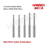 ZZBD-CT Long Neck 2 Flute Ball Nose End Mills for Aluminum (两刃铝用深沟球刀)