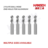 ZZBD-CT Carbide Ball Nose 2 Flute End Mills for Aluminum Alloy / Copper Alloy (两刃铝用球刀)