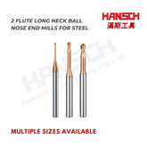 ZZBD-CT Long Neck 2 Flute Ball Nose End Mills for Steel (两刃钢用深沟球刀)