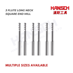 ZZBD-CT Long Neck 3 Flutes Carbide Square End Mills for Aluminum (三刃铝用深沟平刀)