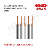 ZZBD-CT Long Neck Square End 4 Flutes End Mills for Steel (四刃钢用深沟平刀)