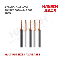 ZZBD-CT Long Neck Square End 4 Flutes End Mills for Steel (四刃钢用深沟平刀)