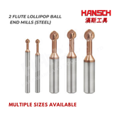 ZZBD-CT Lollipop Ball 2 Flute Solid End Mills for Steel (两刃钢用棒棒糖球刀)