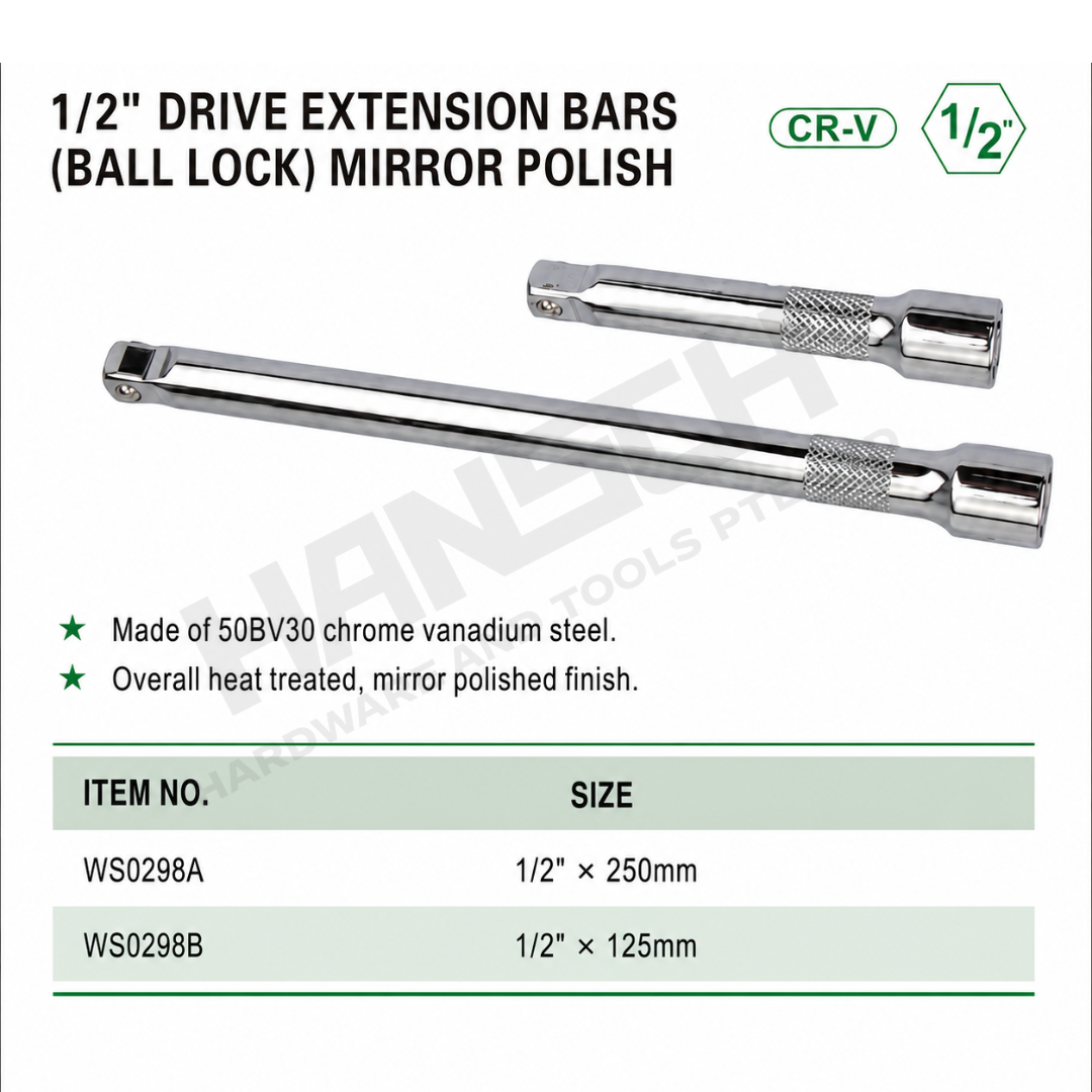Wynn's 1/2" Drive Ball Lock Extension Bars 1/2 接杆扳手10寸球头