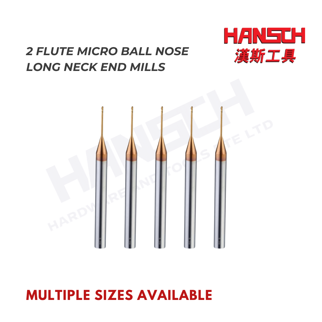 ZZBD-CT 2 Flute Micro Long Neck Ball Nose End Mill for Steel | Solid Carbide Deep Reach CNC Milling Cutter (两刃钢用小径深沟球刀)
