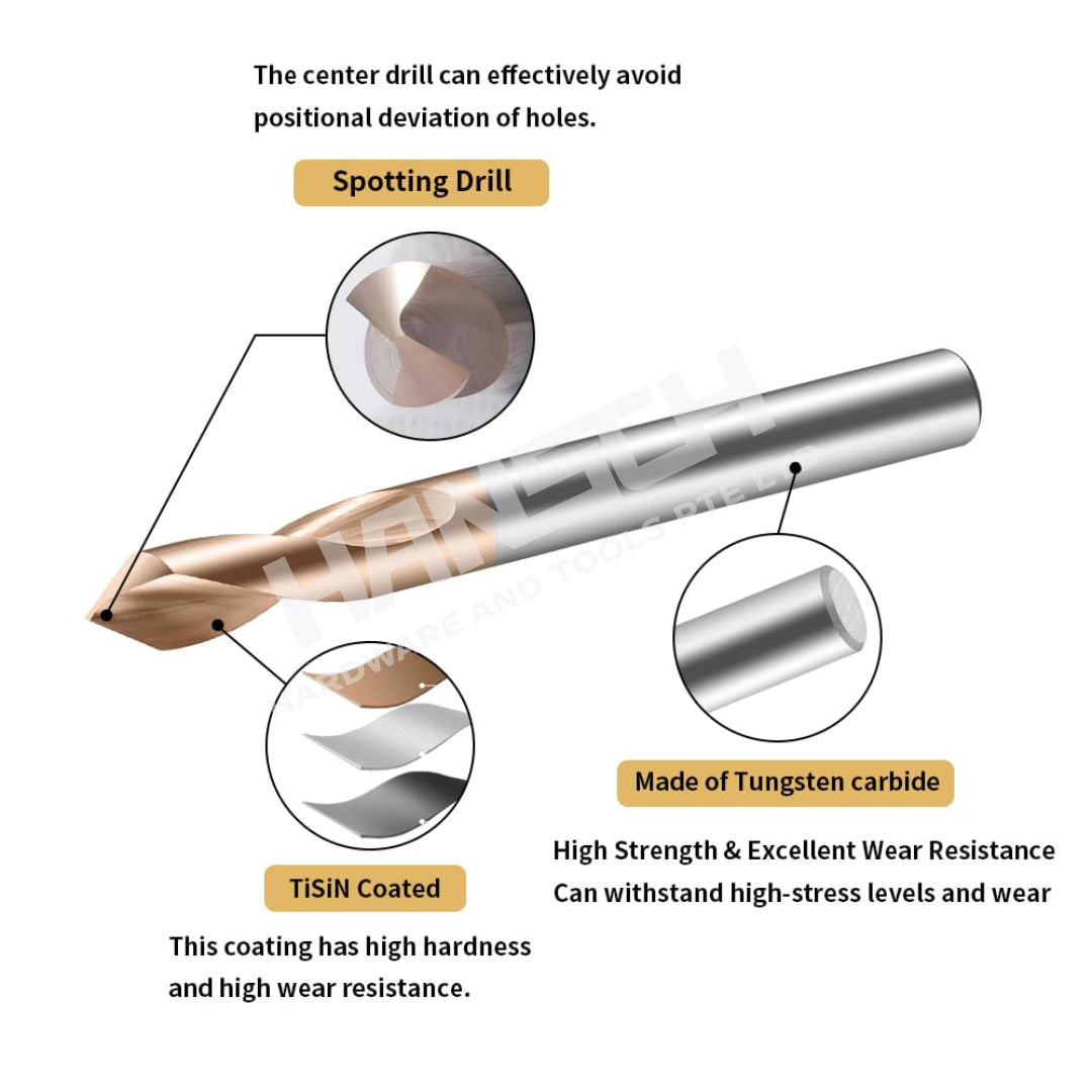 ZZBD-CT Carbide 2 Flutes Spotting Drill Bits 90 Degree 两刃钢用定心钻