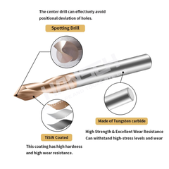 ZZBD-CT Carbide 2 Flutes Spotting Drill Bits 90 Degree 两刃钢用定心钻