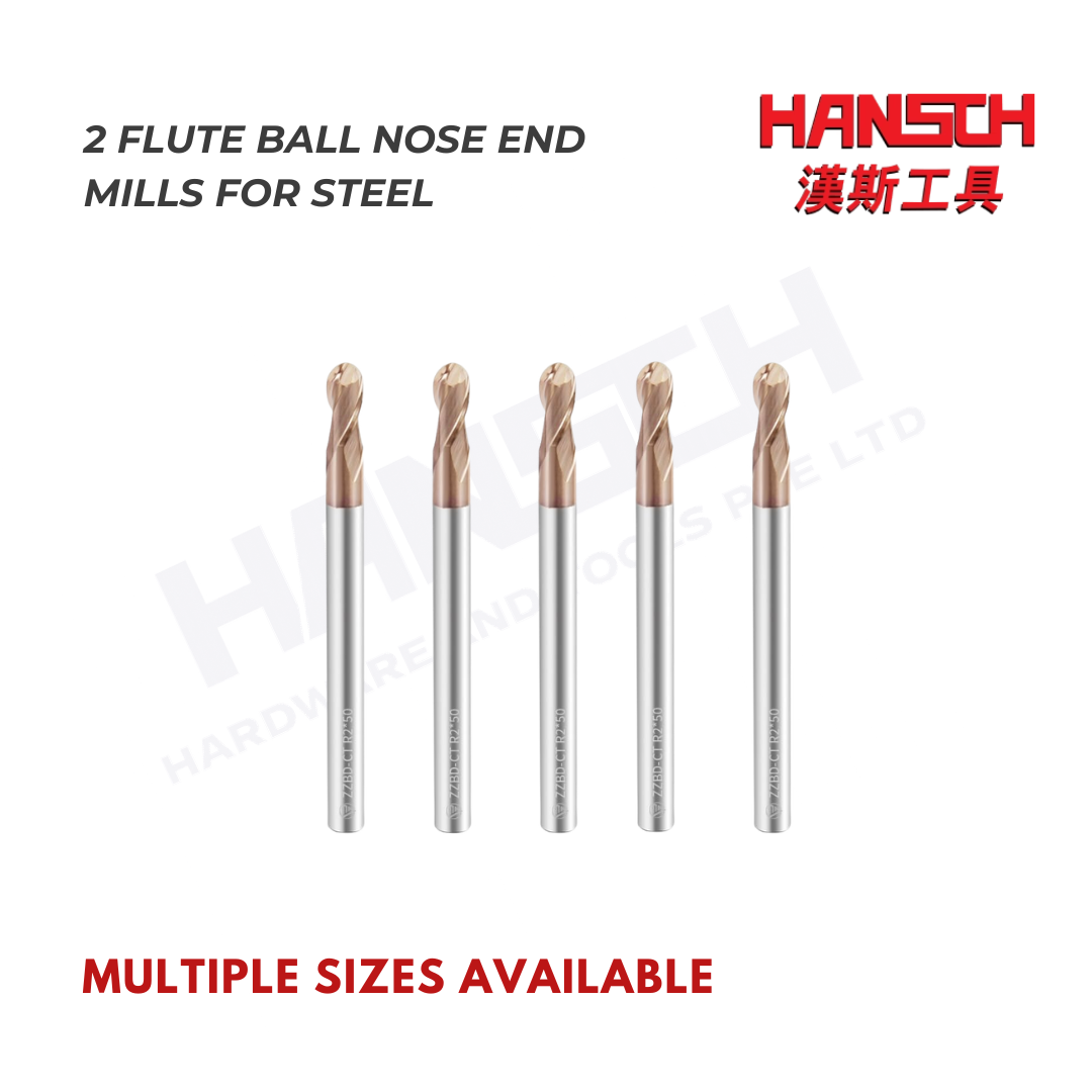 ZZBD-CT 2 Flute Carbide Ball Nose End Mills for Milling Steels (二刃钢用球刀)