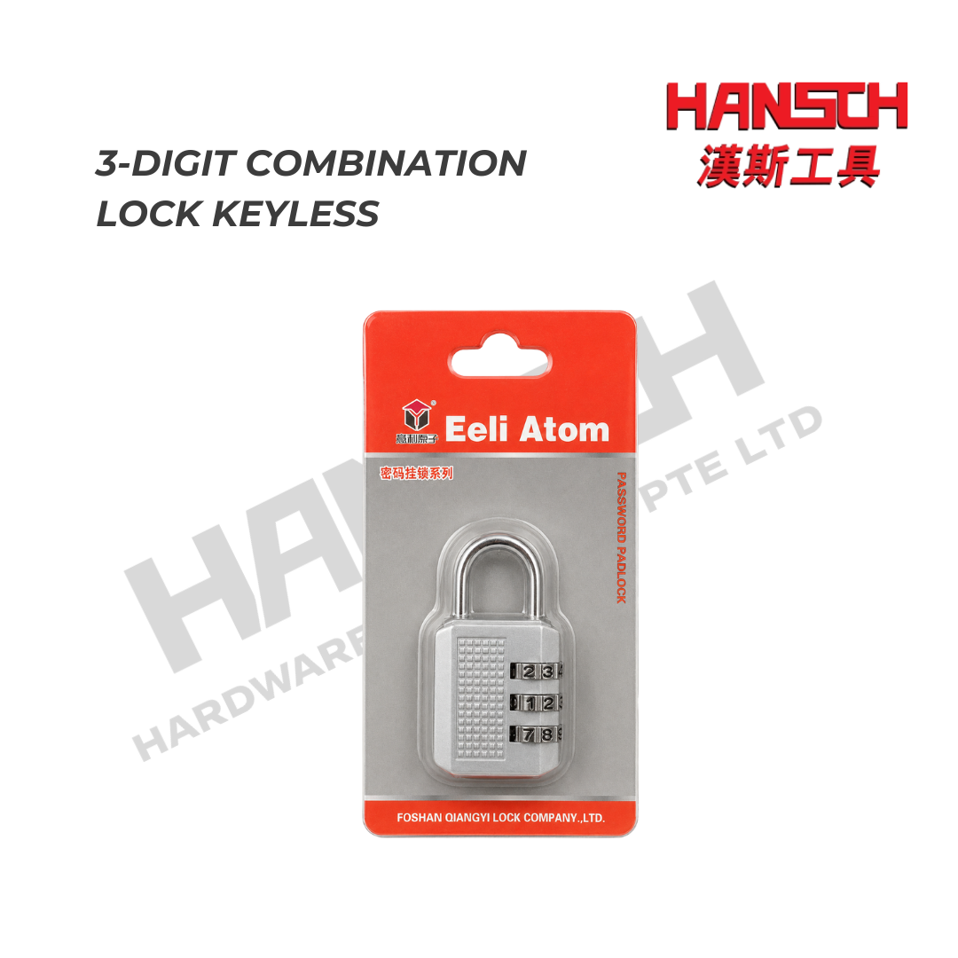 3-Digit Combination Password Padlock – Keyless Resettable Number Lock 三位数密码挂锁 无钥匙数字密码锁