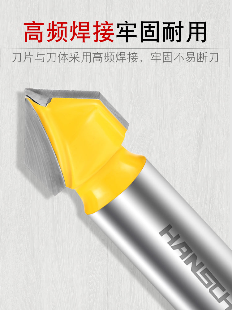 Woodworking V-Shaped Cutter, Trimming Machine, Engraving Machine, Aluminum-Plastic Panel Grooving Cutter, Slot Milling Cutter, 90-Degree V-Shaped Cutter Head