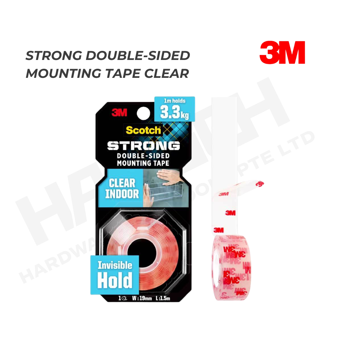 3M 410-S19 Scotch Clear Double-Sided Mounting Tape 19mm x 1.5m | Strong Adhesive Tape 强力固定双面安装胶带
