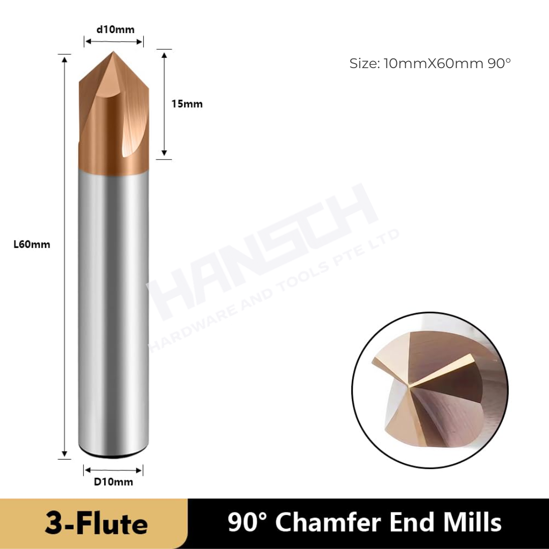 ZZBD-CT Chamfer End Mills CNC Carving Bits 3 Flutes for Steel 三刃钢用倒角刀