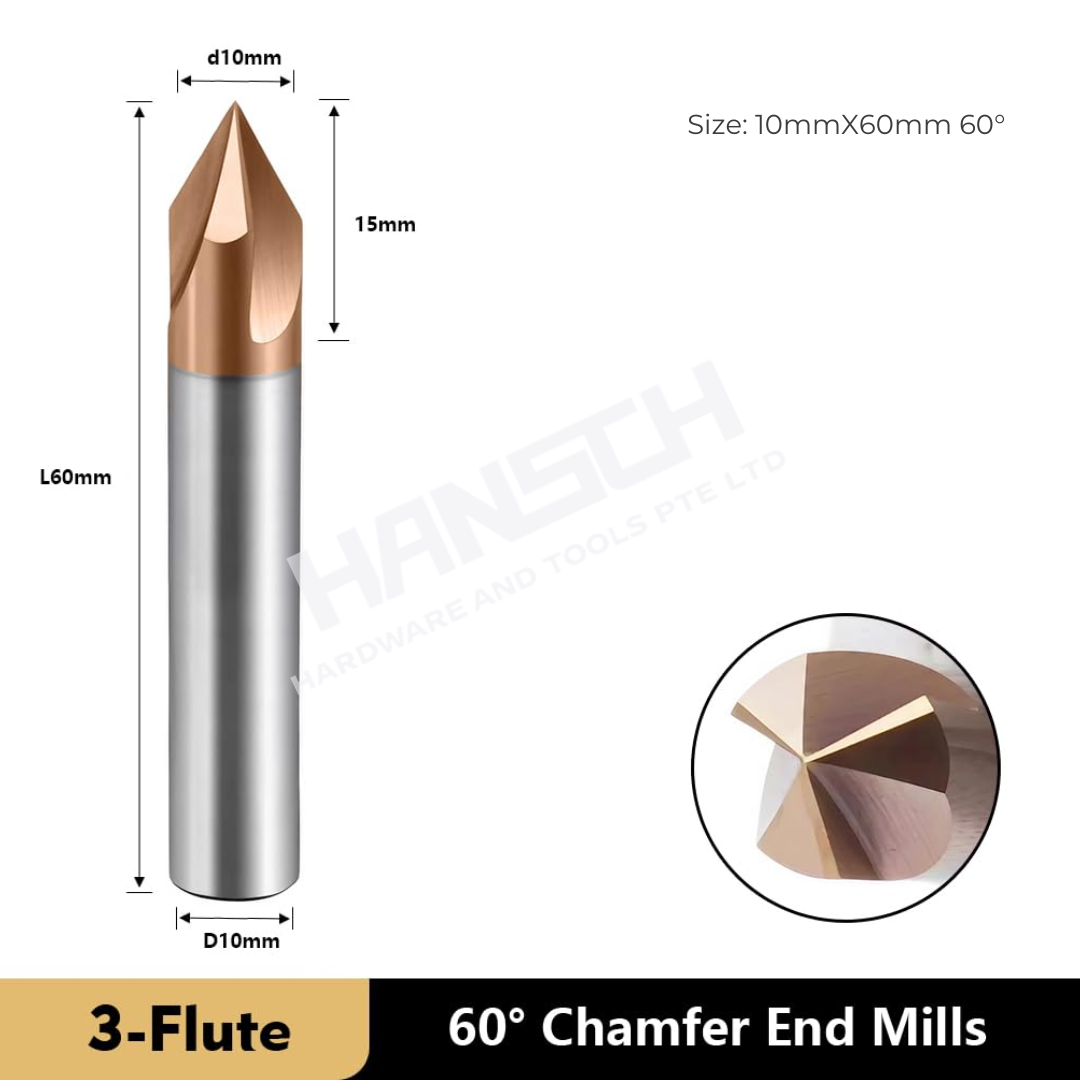ZZBD-CT Chamfer End Mills CNC Carving Bits 3 Flutes for Steel 三刃钢用倒角刀