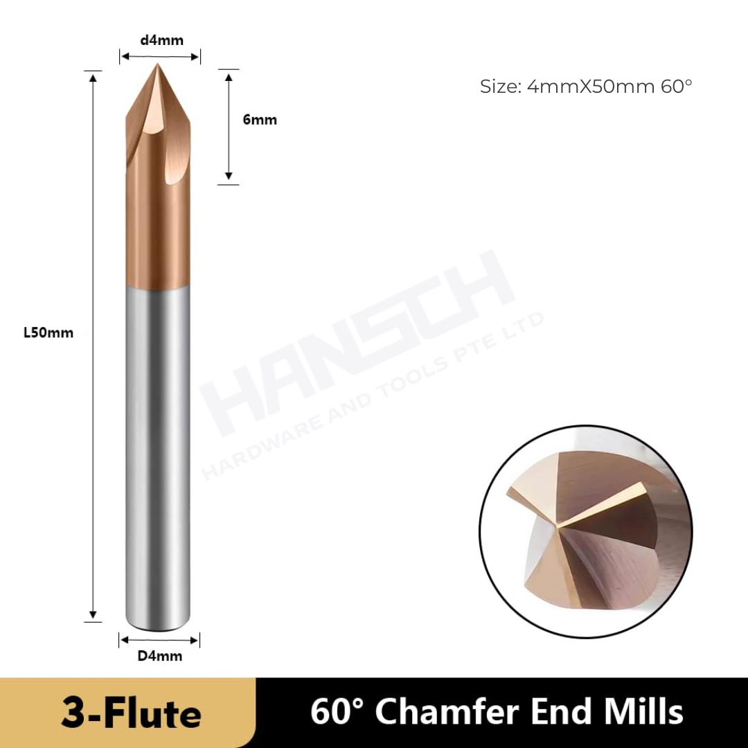 ZZBD-CT Chamfer End Mills CNC Carving Bits 3 Flutes for Steel 三刃钢用倒角刀