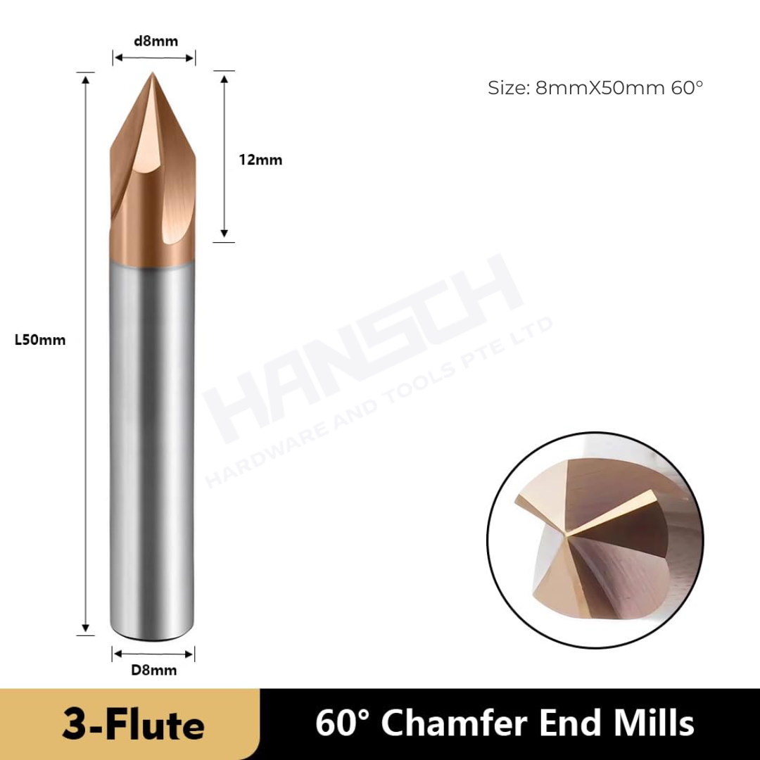 ZZBD-CT Chamfer End Mills CNC Carving Bits 3 Flutes for Steel 三刃钢用倒角刀