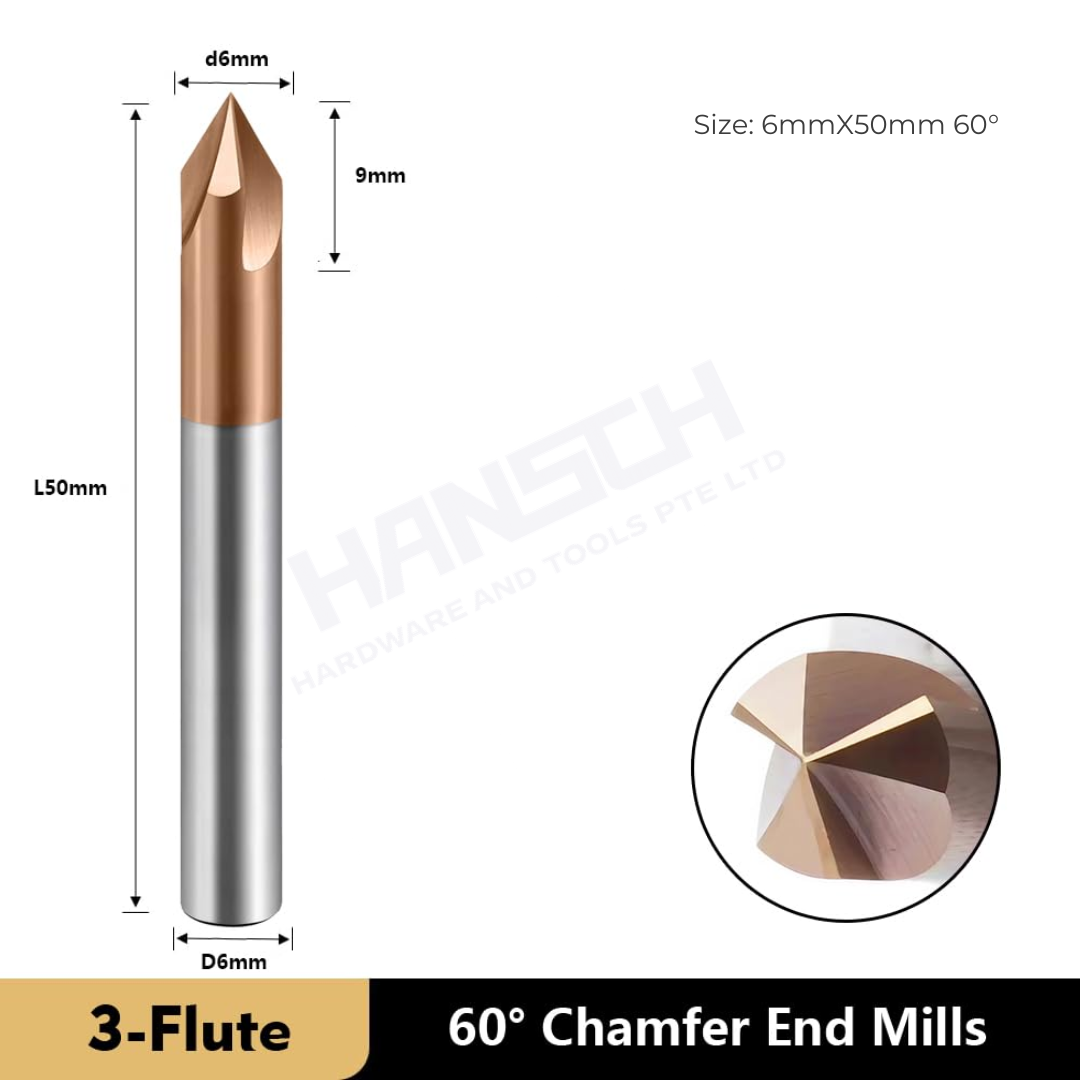 ZZBD-CT Chamfer End Mills CNC Carving Bits 3 Flutes for Steel 三刃钢用倒角刀