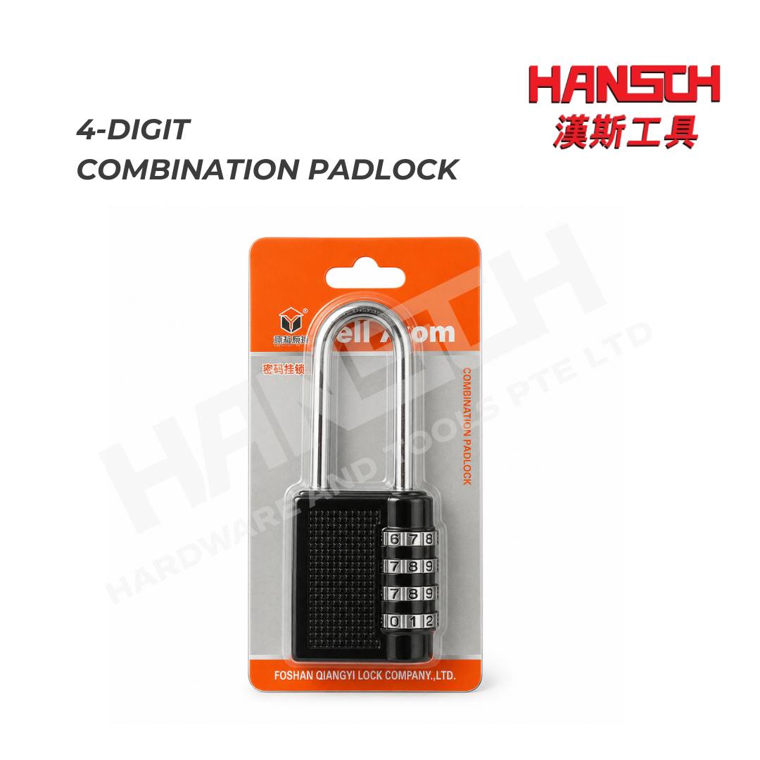 4-Digit Long Shackle Combination Padlock Heavy Duty Number Code Security Lock 四位密码长梁挂锁