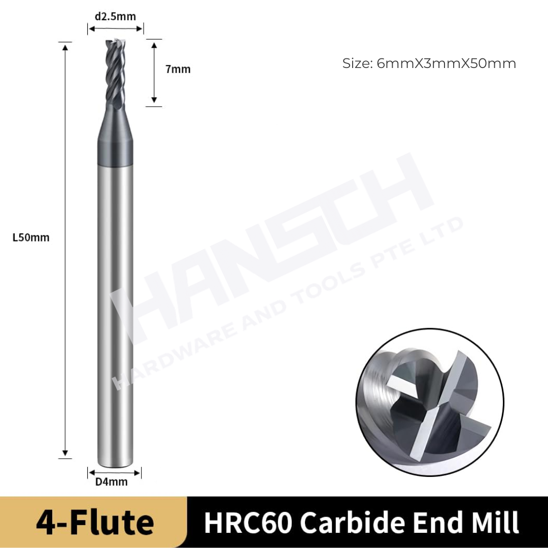 ZZBD-CT Carbide Square End Mills-4 Flute for Milling Alloy Steels, Hardened Steel, Metal (四刃不锈钢铣刀)
