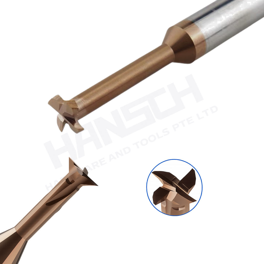 ZZBD-CT 4 Flute Solid Carbide T-Slot Dovetail End Mill for Aluminum – 30°/45°/60° Precision Milling Cutter (四刃T型燕尾刀)